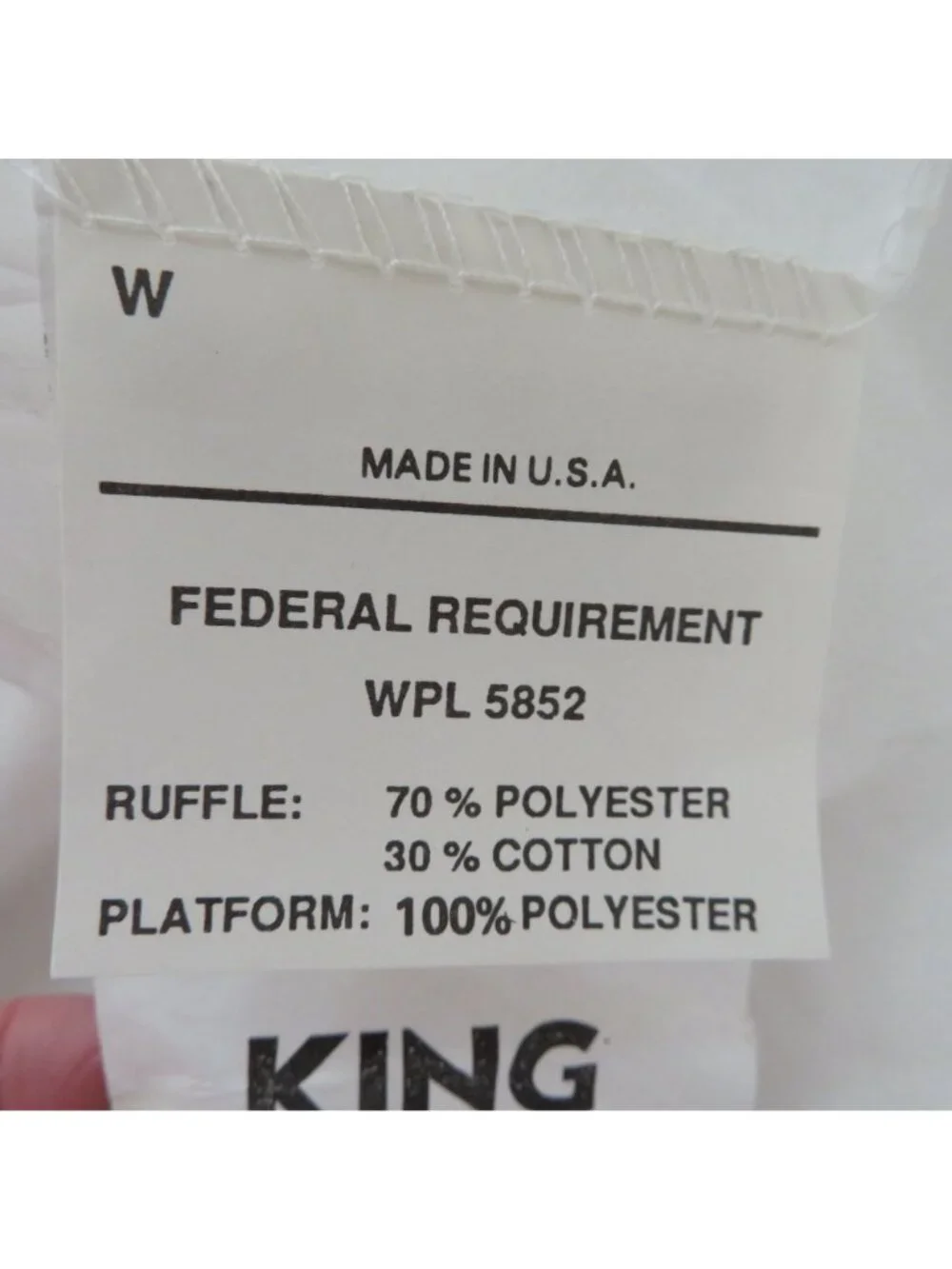 Vintage King Size White Floral Strip Ruffled Bed Skirt 13